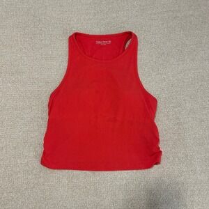 Outdoor Voices Snug Fit Side Ruched Ribbed Tank size XL in Coral Red